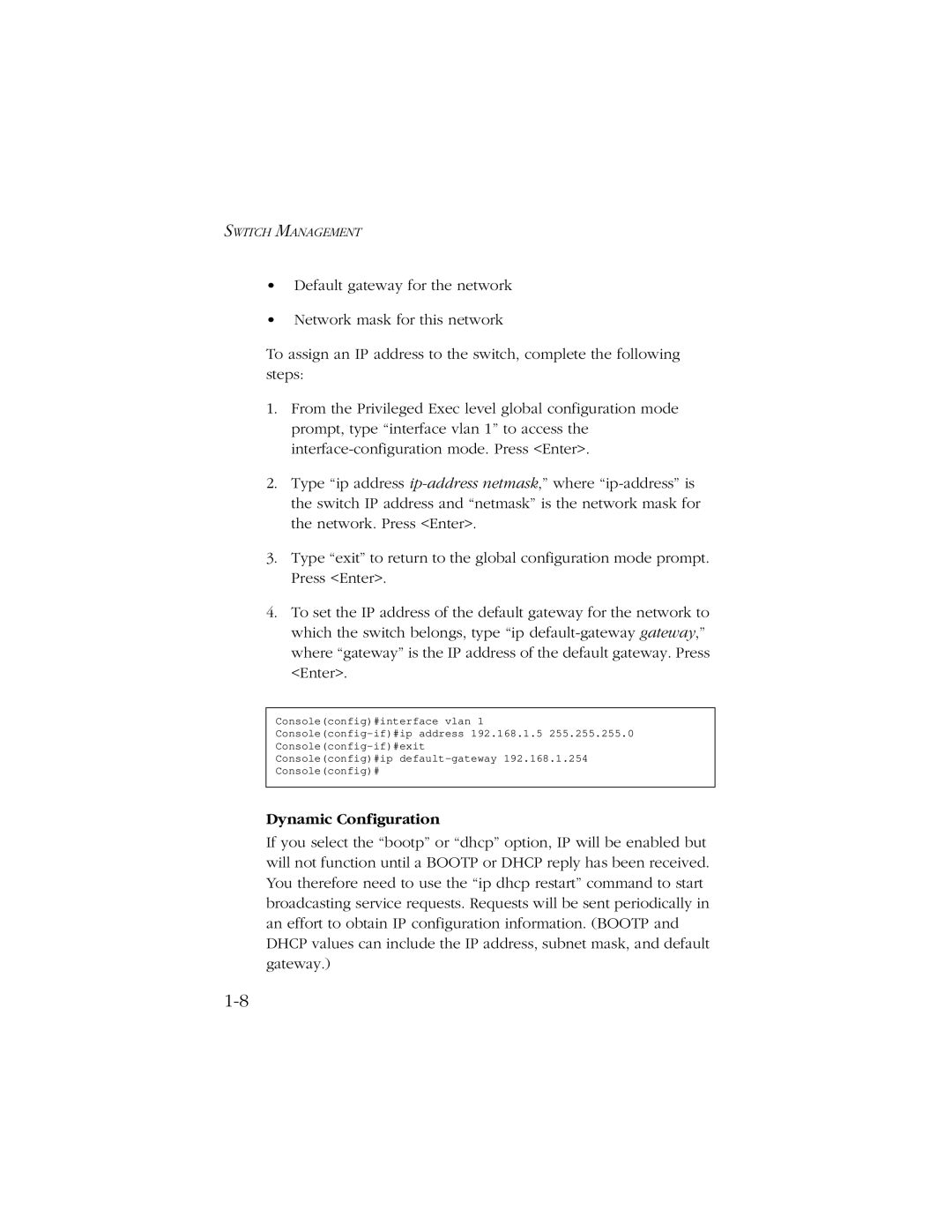 SMC Networks 10/100 manual Dynamic Configuration 