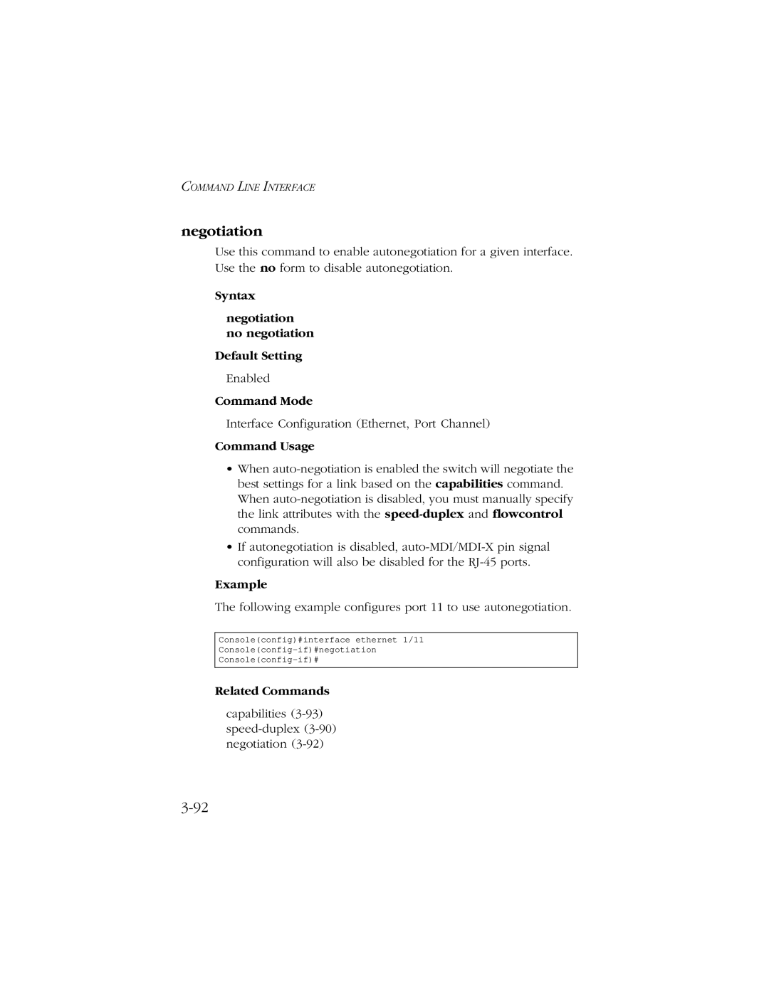 SMC Networks 10/100 manual Syntax Negotiation no negotiation Default Setting 