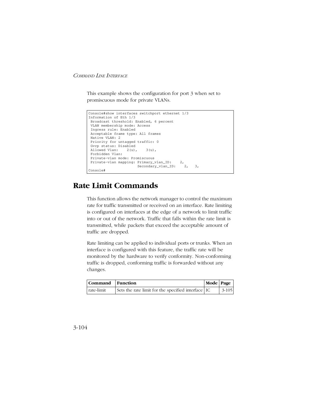 SMC Networks 10/100 manual Rate Limit Commands, 104 