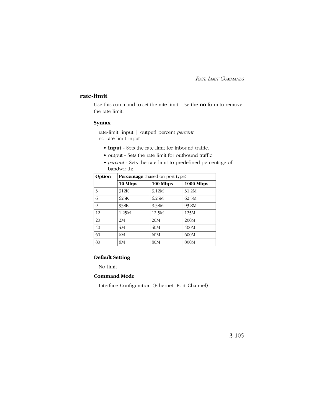 SMC Networks 10/100 manual Rate-limit, Syntax 