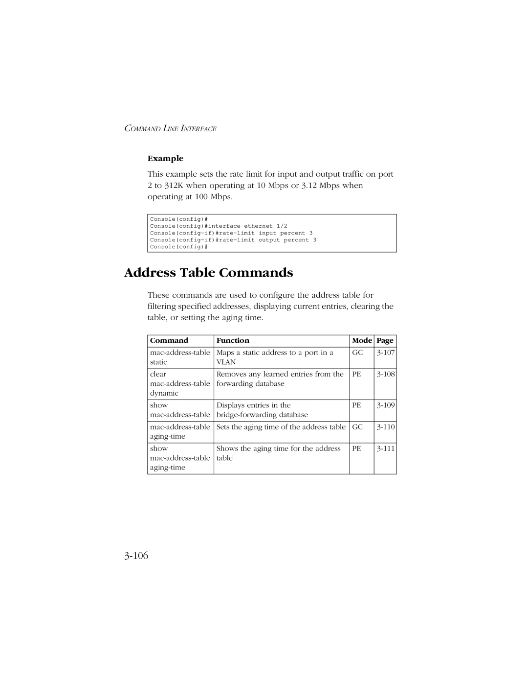 SMC Networks 10/100 manual Address Table Commands, Example 