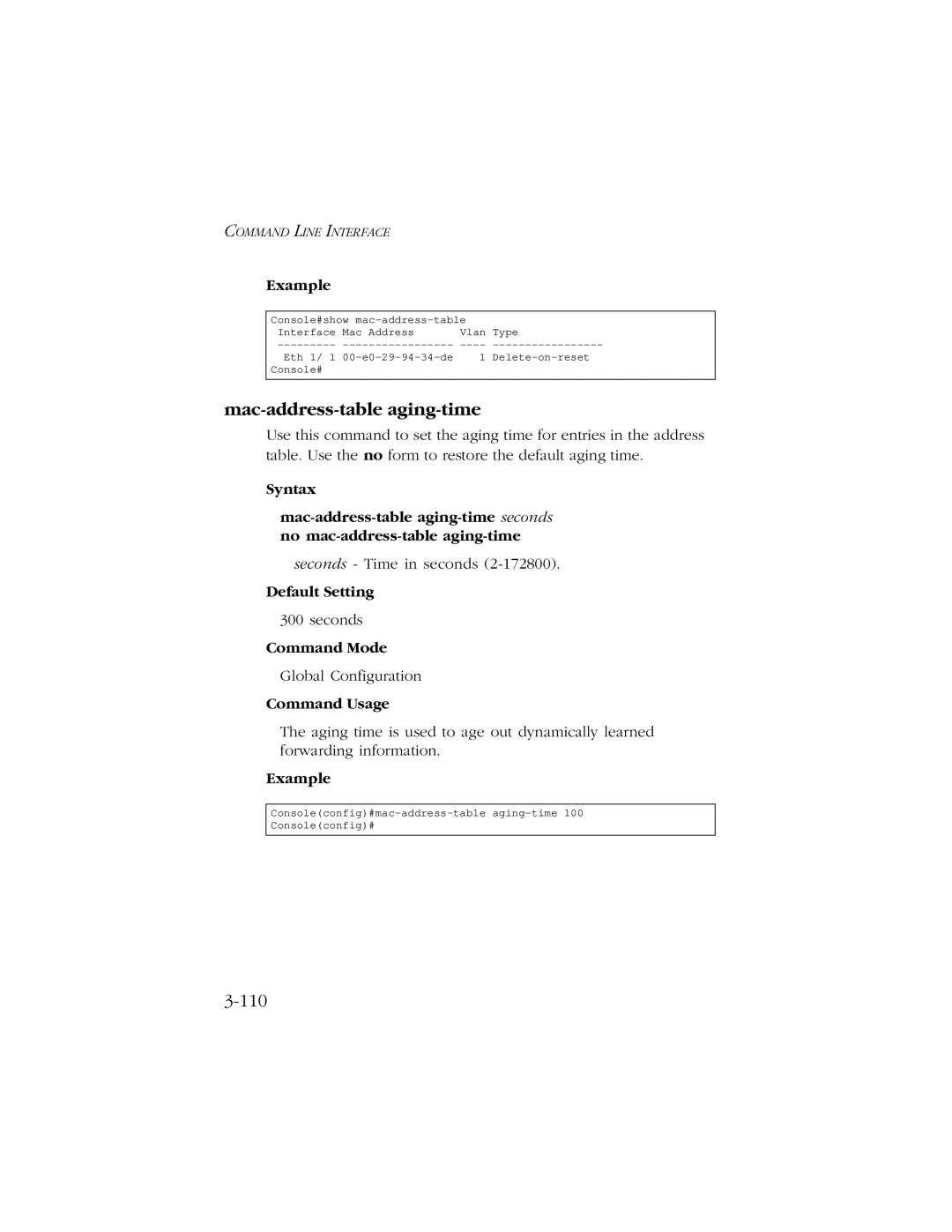 SMC Networks 10/100 manual Mac-address-table aging-time, 110 