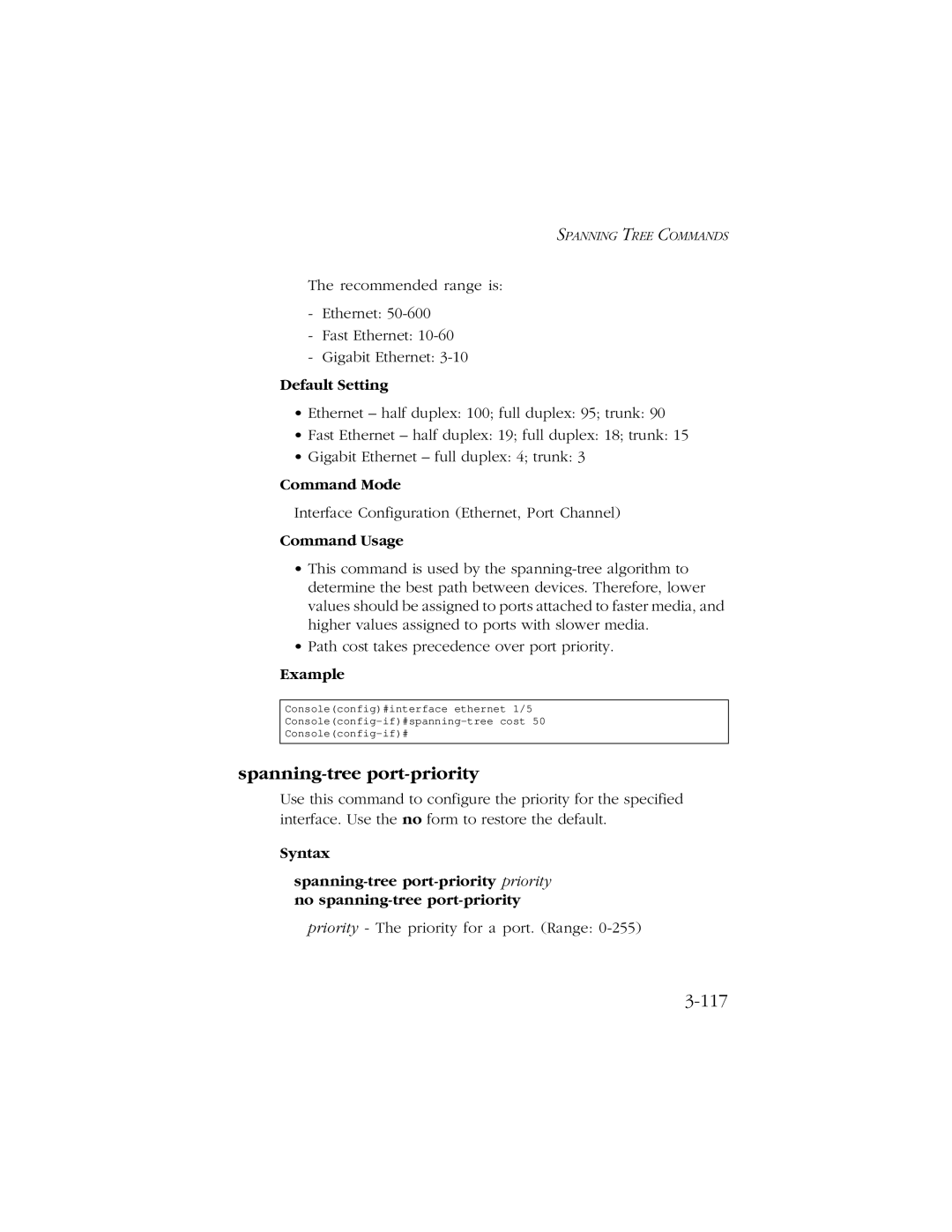 SMC Networks 10/100 manual Spanning-tree port-priority, 117 