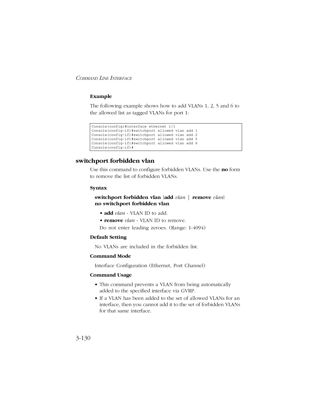 SMC Networks 10/100 manual Switchport forbidden vlan, 130 