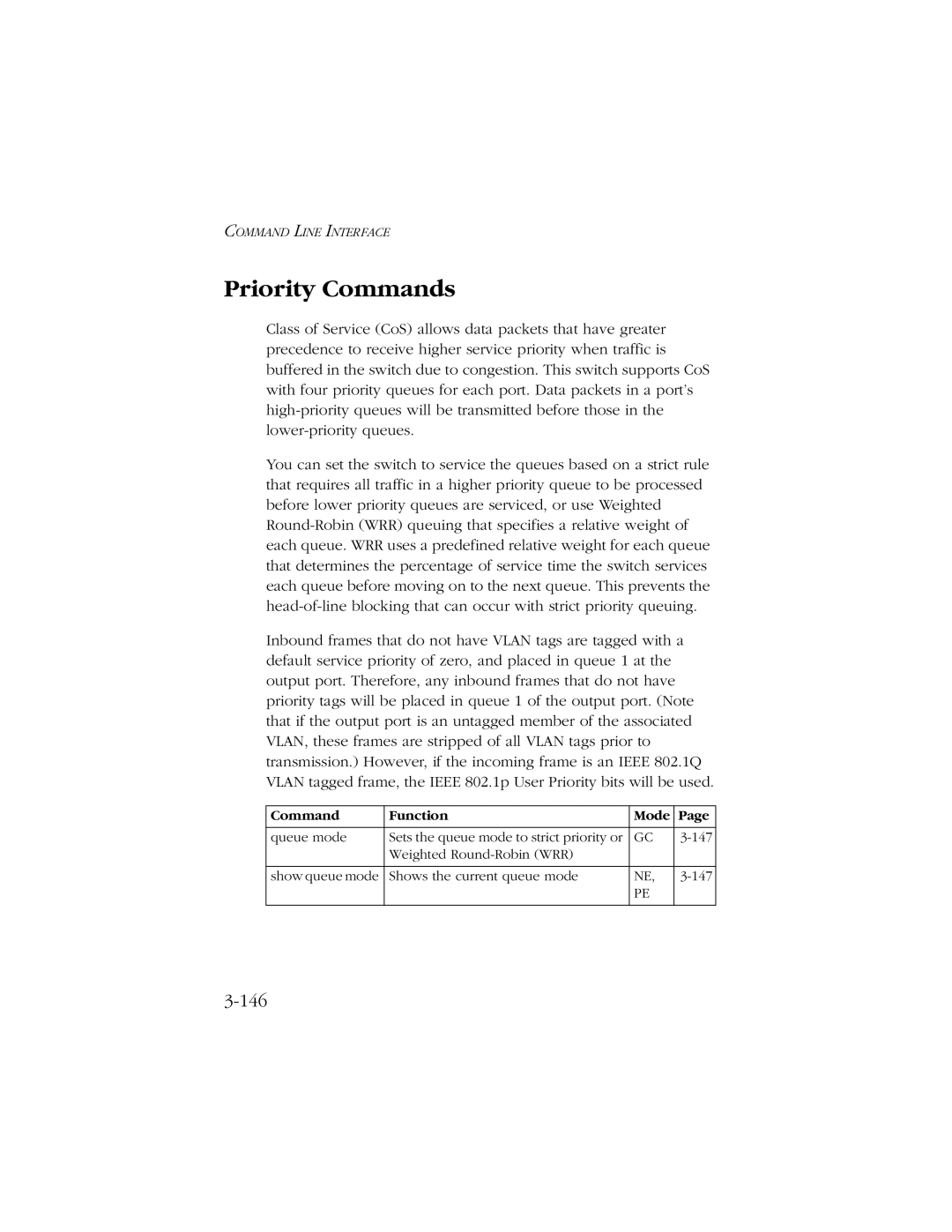 SMC Networks 10/100 manual Priority Commands, 146 