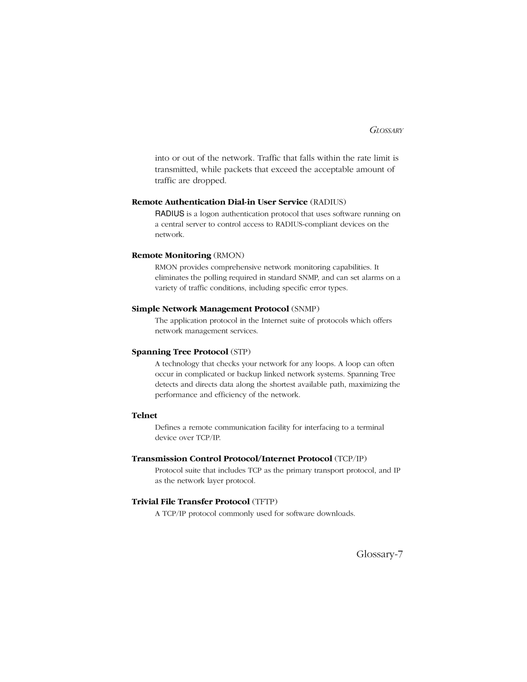 SMC Networks 10/100 manual Glossary-7 