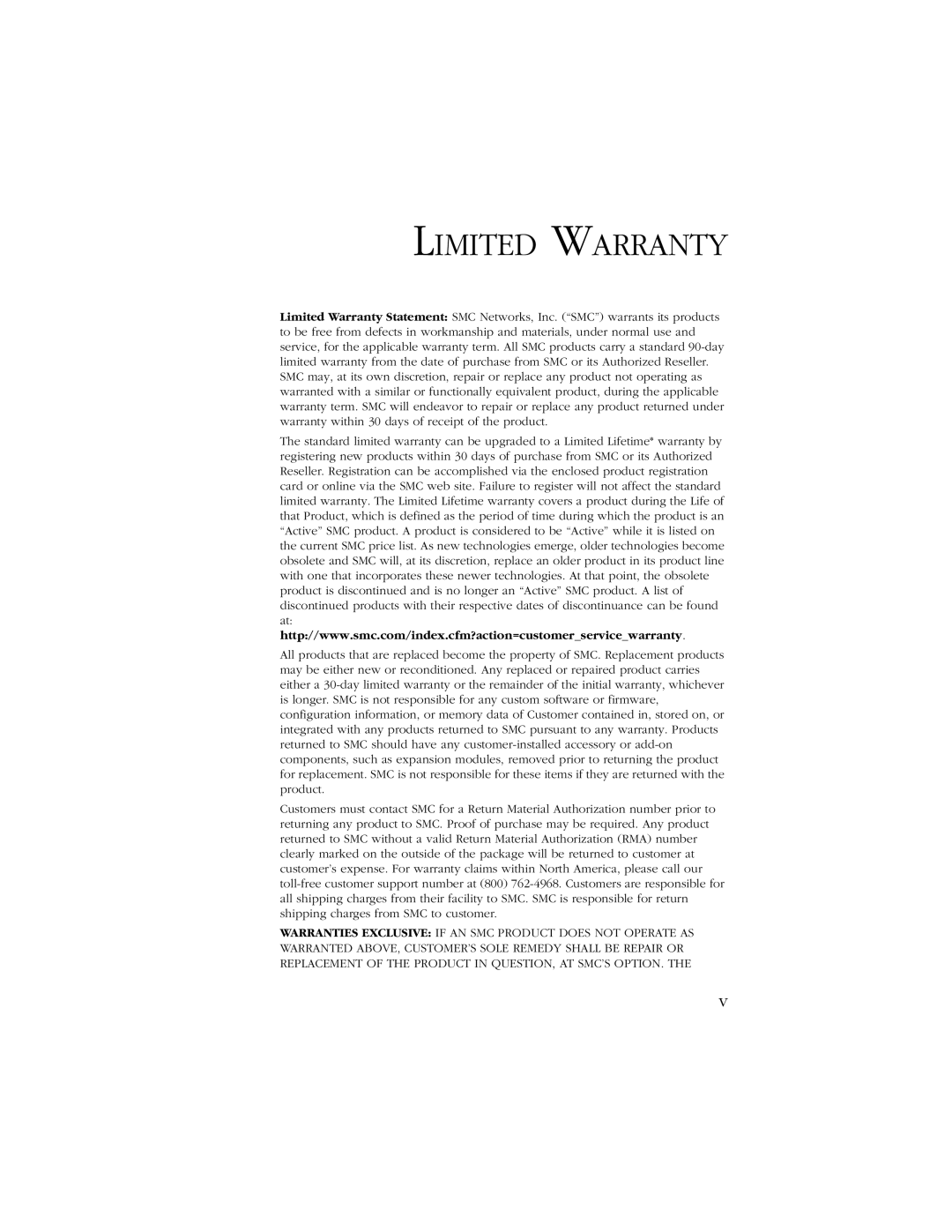 SMC Networks 10/100 manual Limited Warranty 