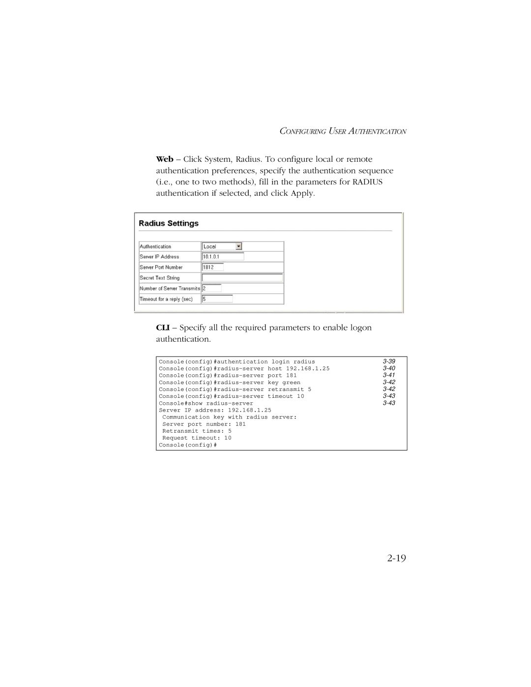 SMC Networks 10/100 manual Configuring User Authentication 