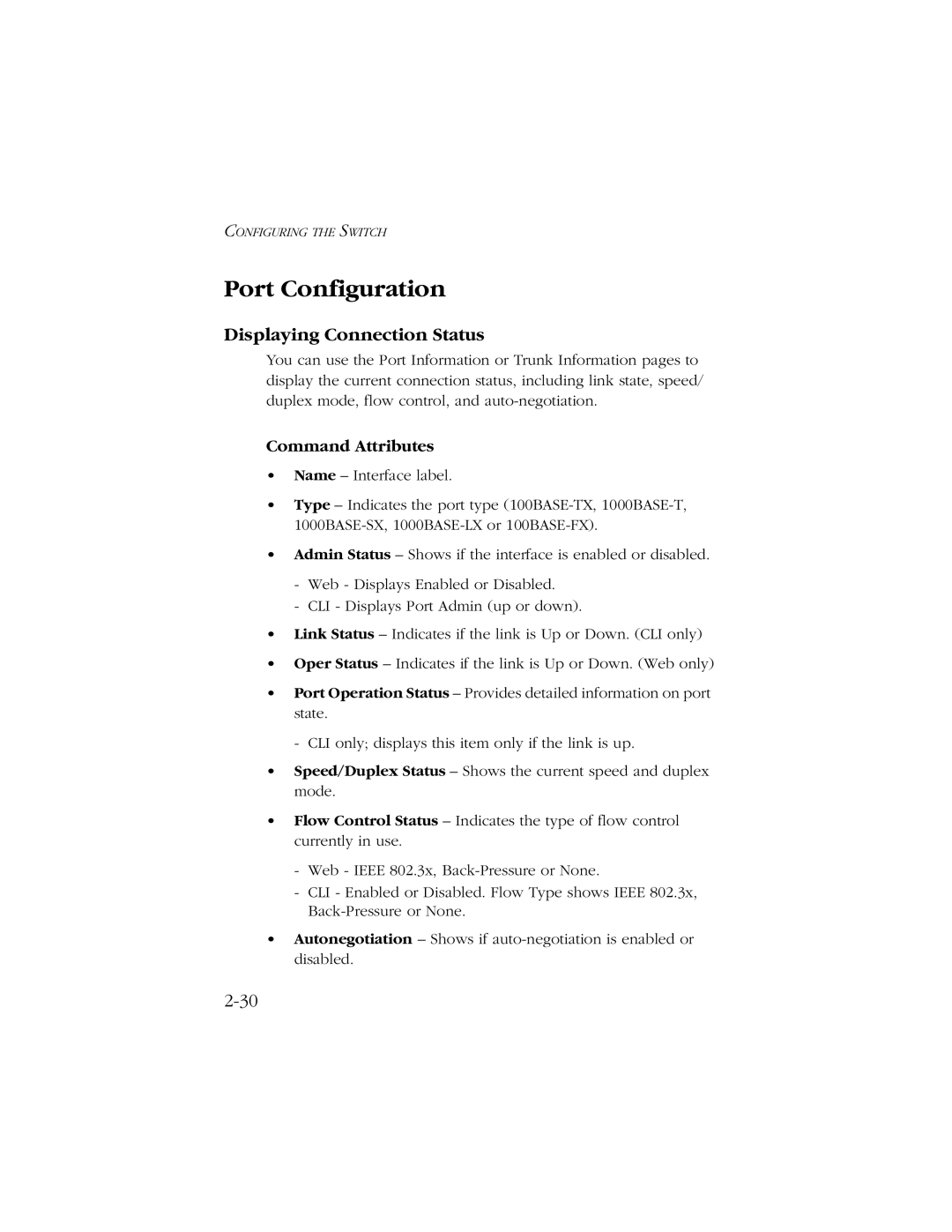 SMC Networks 10/100 manual Port Configuration, Displaying Connection Status 