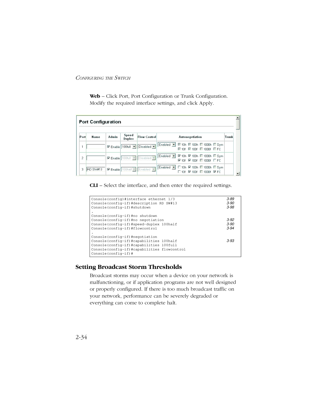 SMC Networks 10/100 manual Setting Broadcast Storm Thresholds 