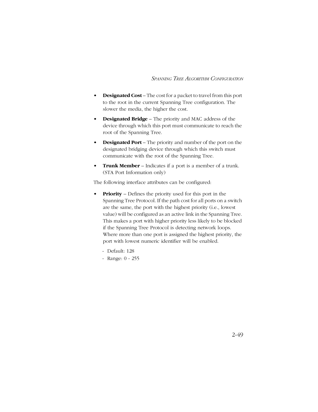 SMC Networks 10/100 manual Spanning Tree Algorithm Configuration 