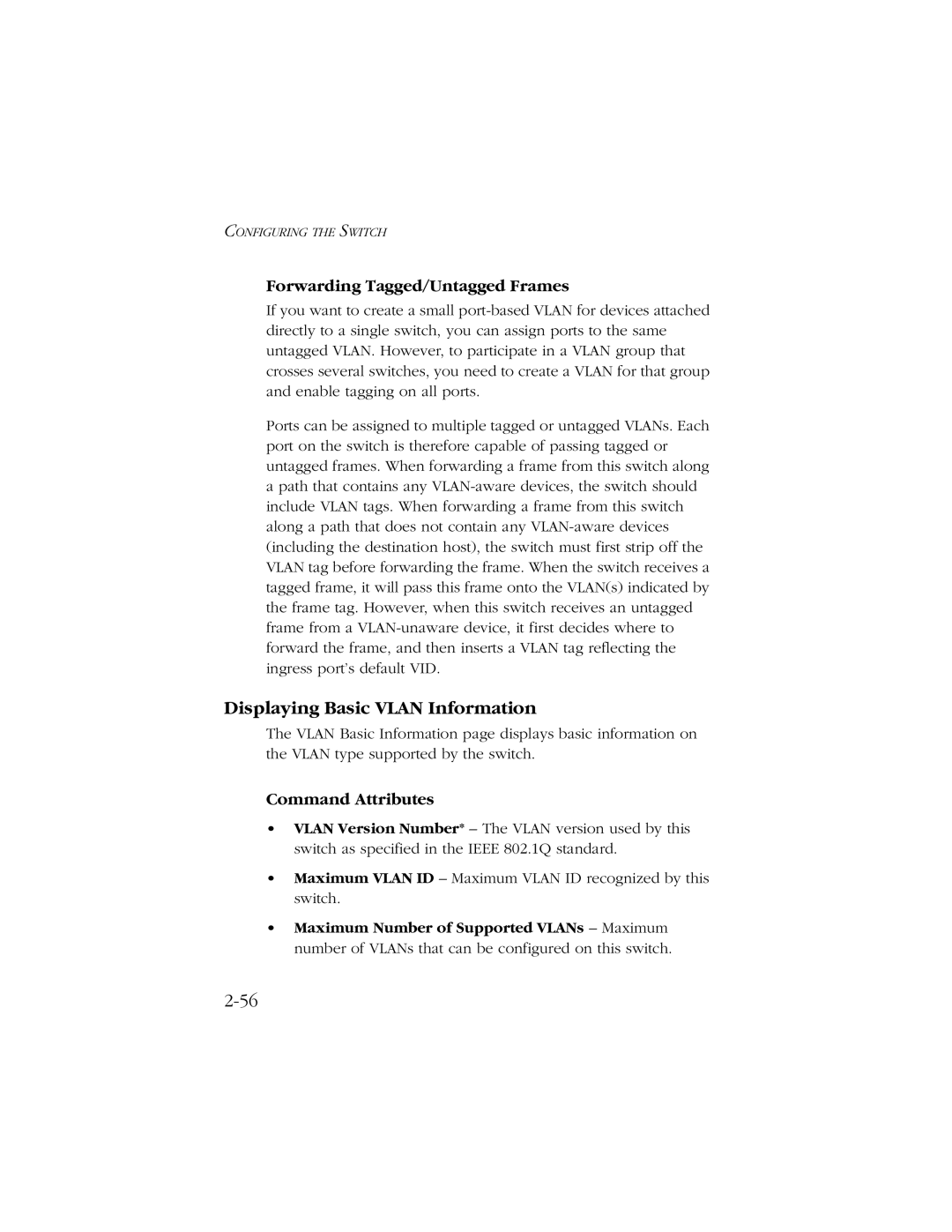 SMC Networks 10/100 manual Displaying Basic Vlan Information, Forwarding Tagged/Untagged Frames 