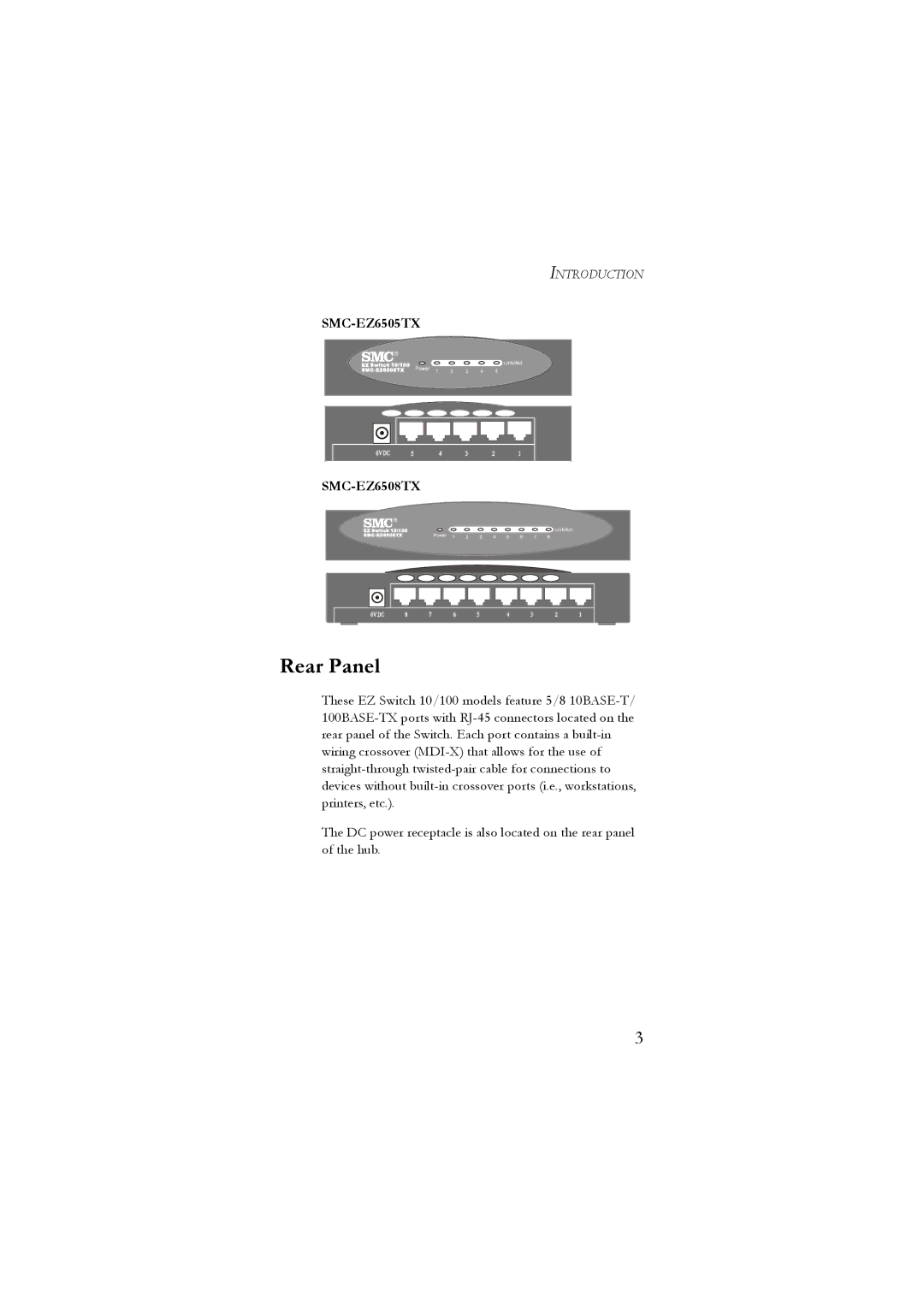 SMC Networks 10/100 manual Rear Panel 