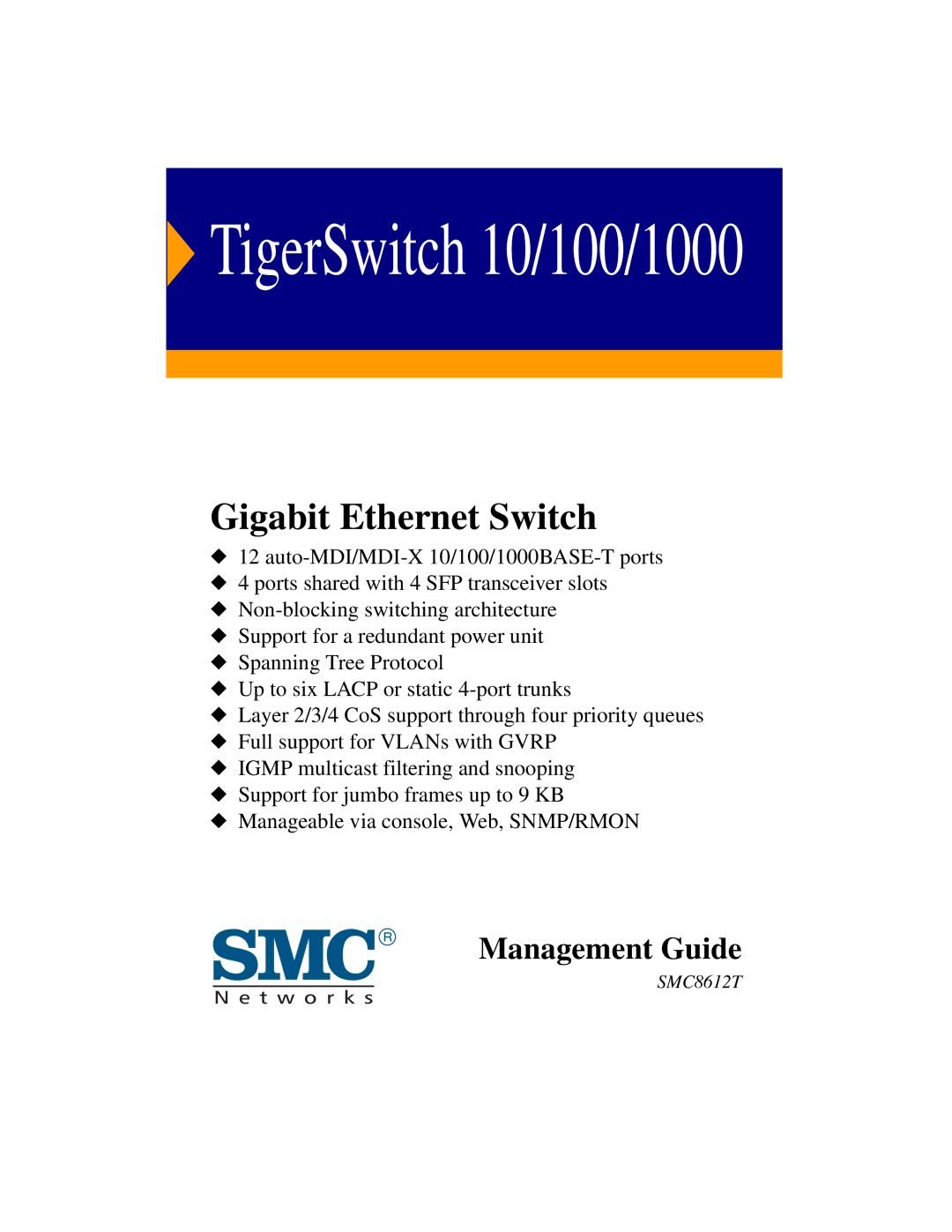 SMC Networks 10/100/1000 SMCGS8P-Smart manual TigerSwitch 10/100/1000 