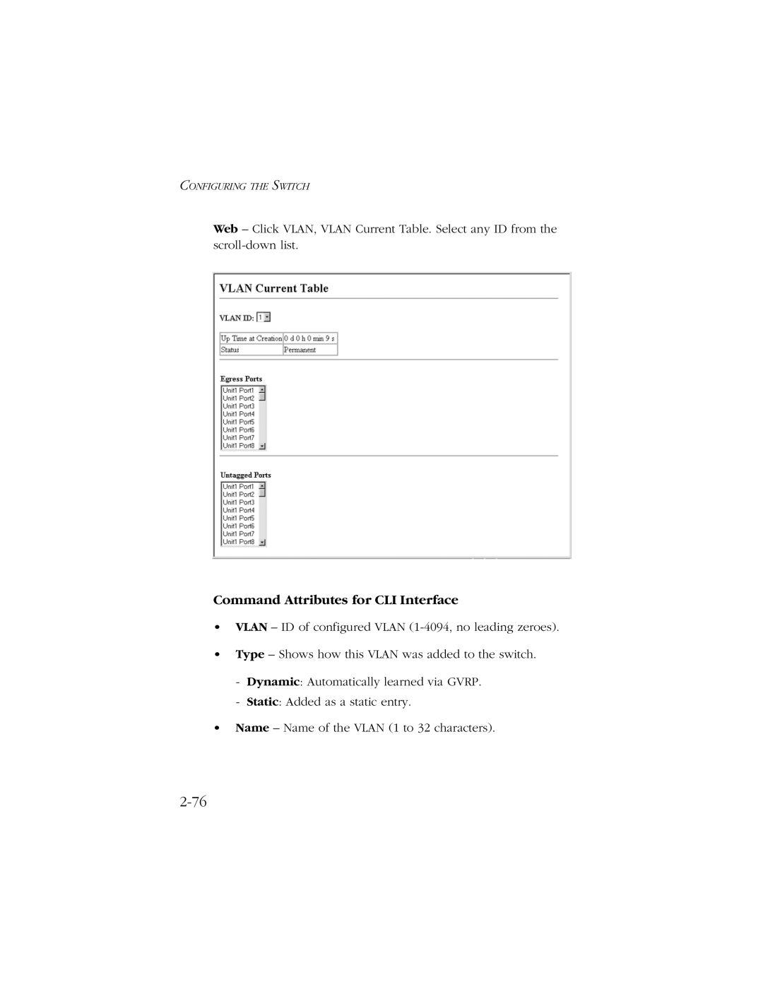 SMC Networks 10/100/1000 SMCGS8P-Smart manual Command Attributes for CLI Interface 