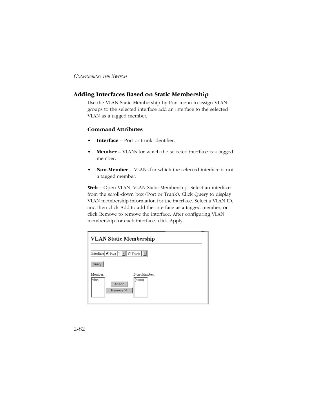 SMC Networks 10/100/1000 SMCGS8P-Smart manual Adding Interfaces Based on Static Membership 