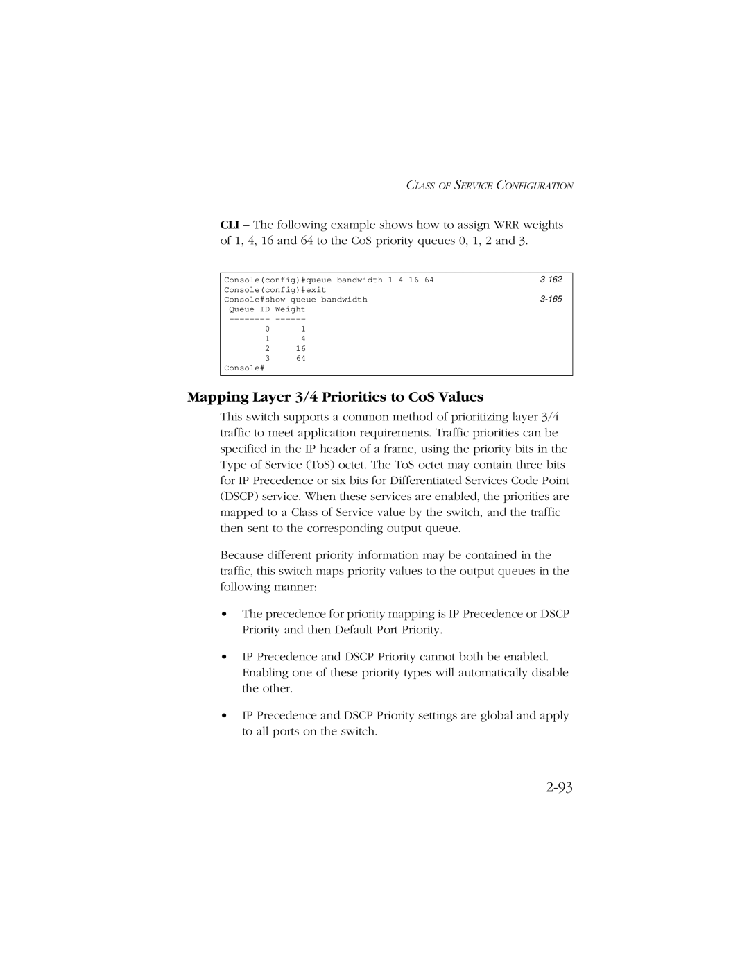 SMC Networks 10/100/1000 SMCGS8P-Smart manual Mapping Layer 3/4 Priorities to CoS Values 