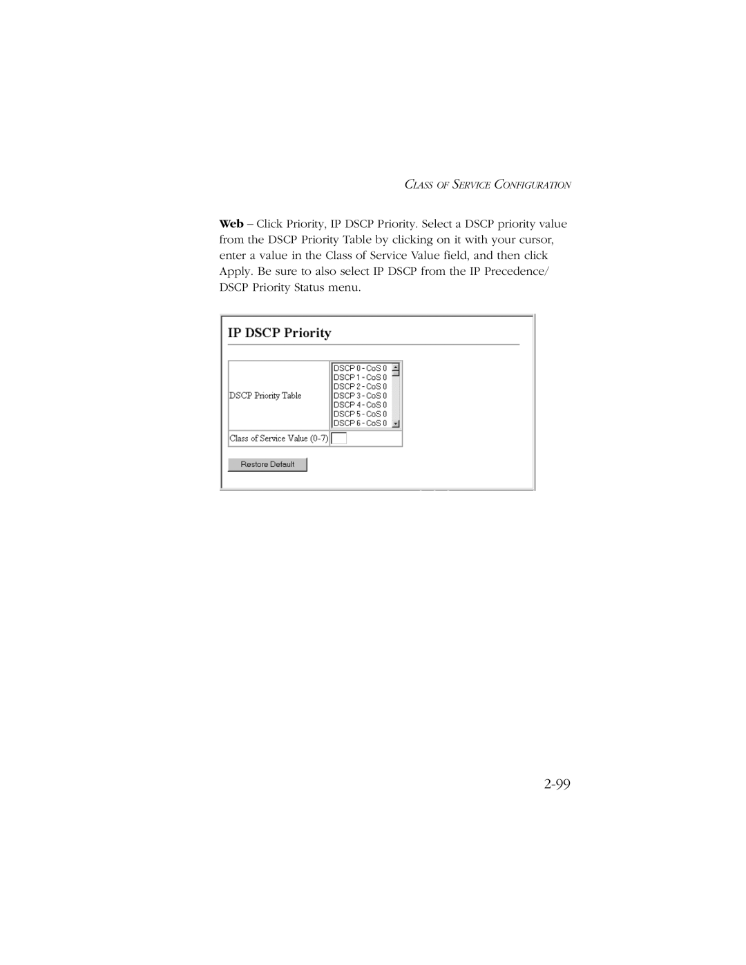 SMC Networks 10/100/1000 SMCGS8P-Smart manual Class of Service Configuration 