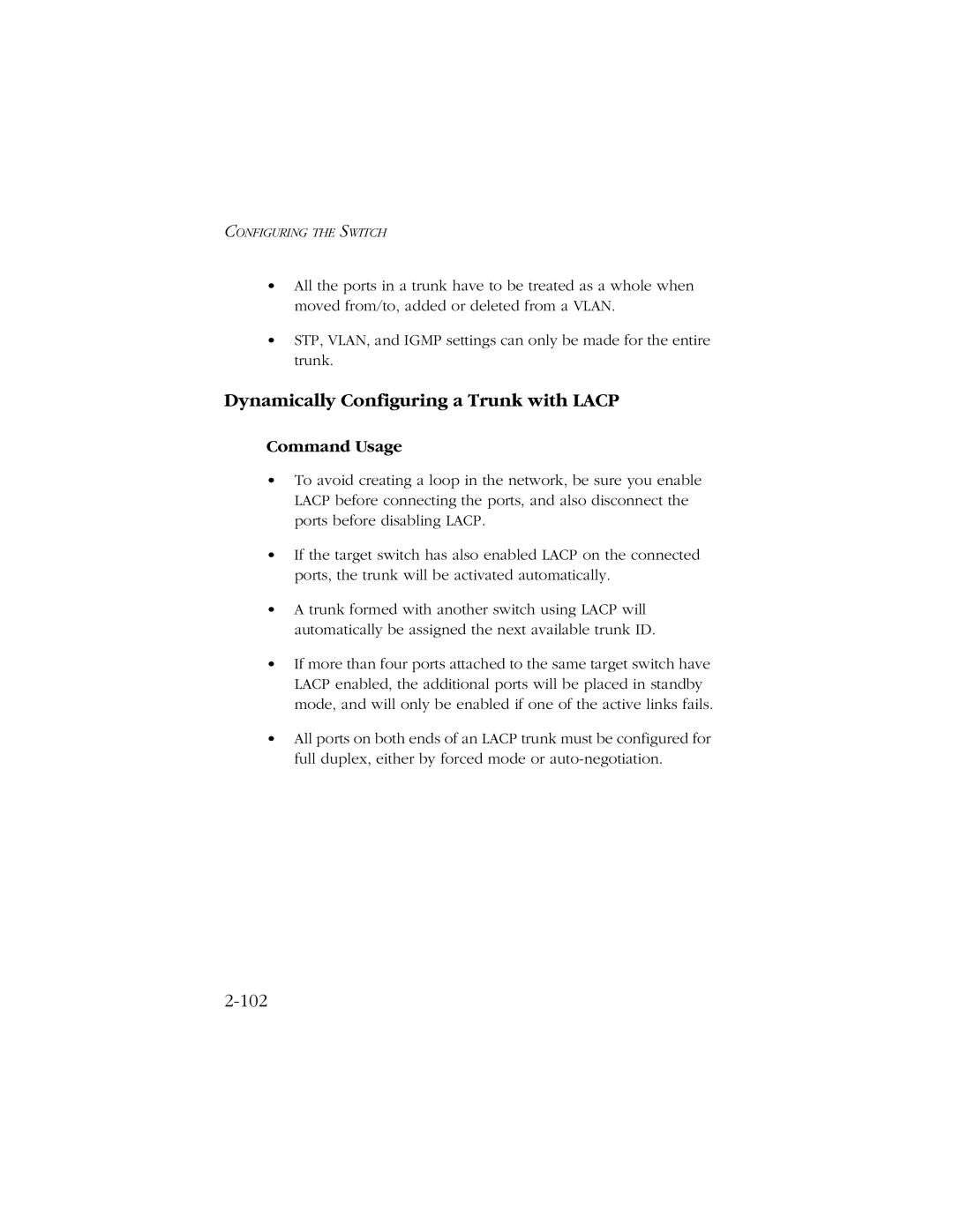 SMC Networks 10/100/1000 SMCGS8P-Smart manual Dynamically Configuring a Trunk with Lacp, 102 