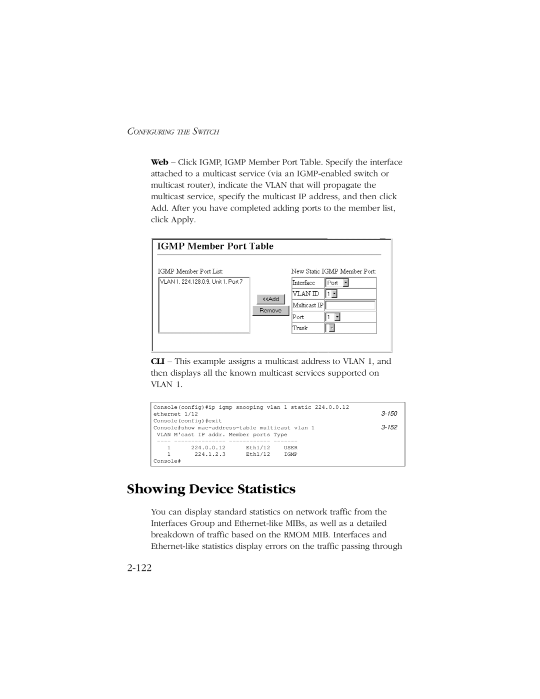 SMC Networks 10/100/1000 SMCGS8P-Smart manual Showing Device Statistics, 122 