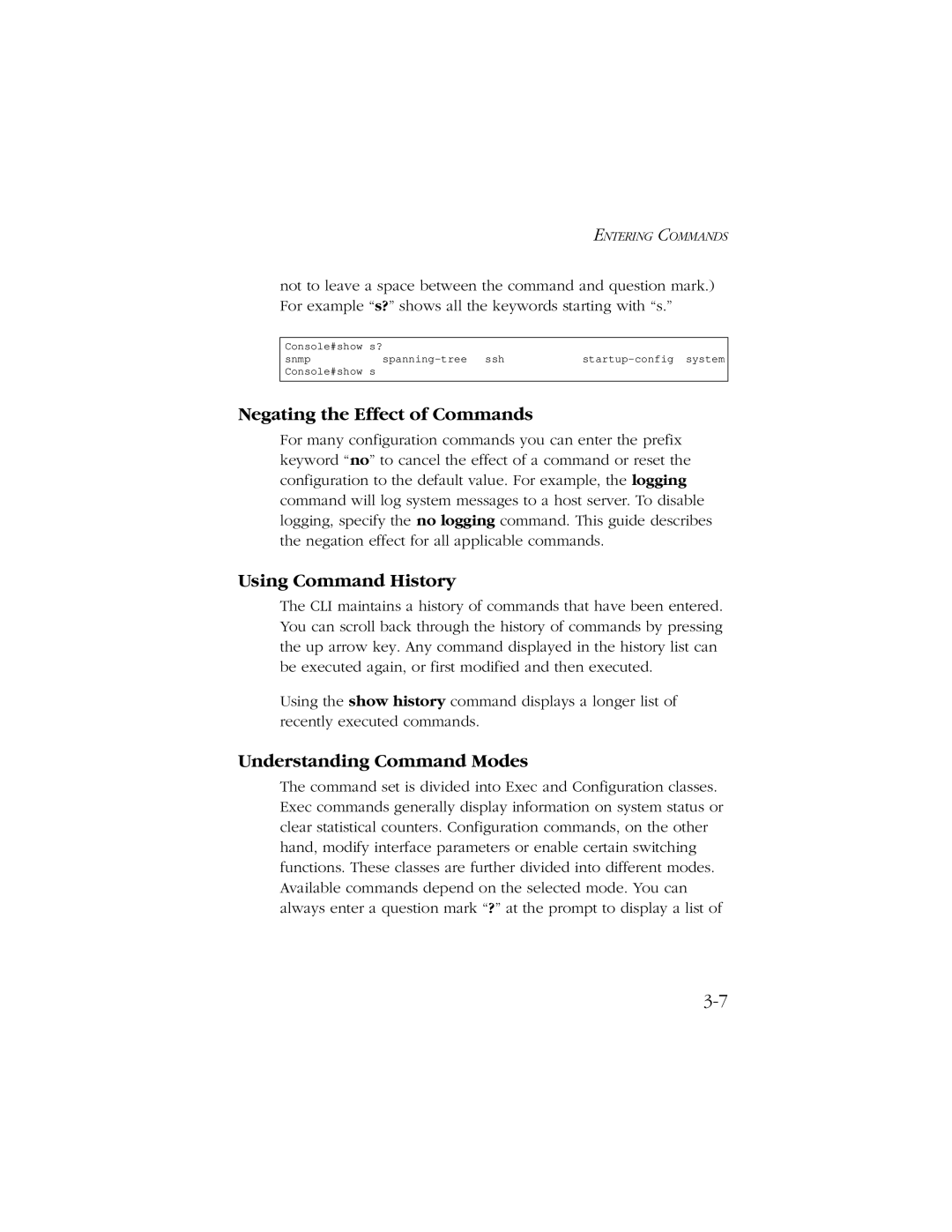 SMC Networks 10/100/1000 SMCGS8P-Smart Negating the Effect of Commands, Using Command History, Understanding Command Modes 