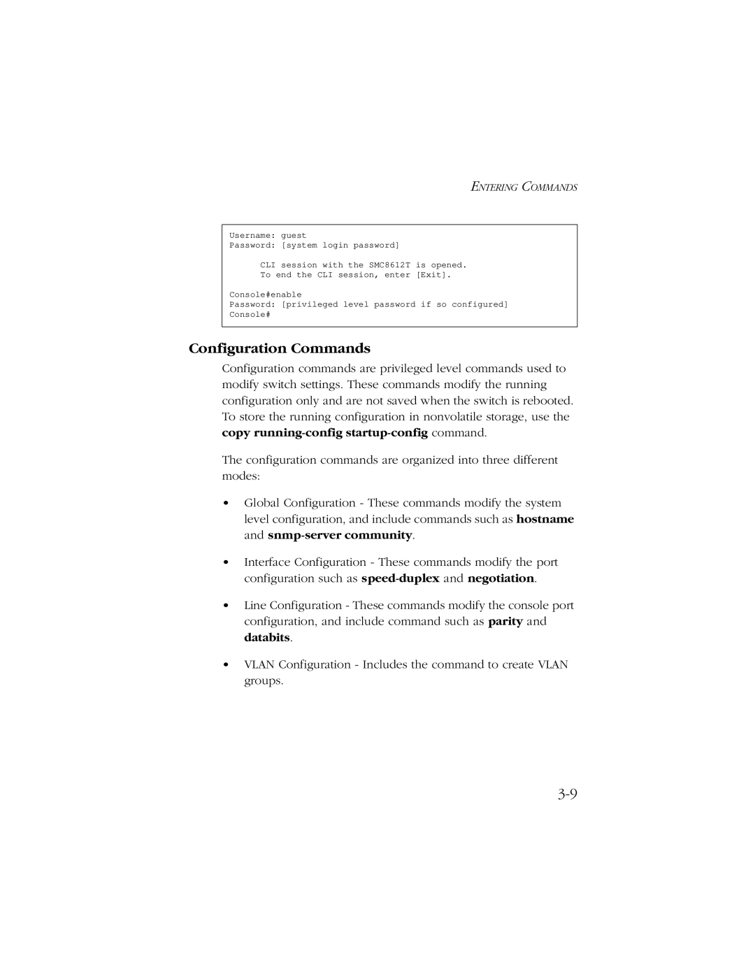 SMC Networks 10/100/1000 SMCGS8P-Smart manual Configuration Commands 