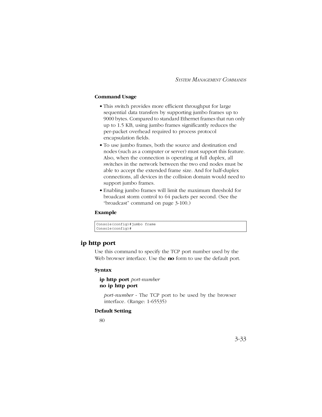 SMC Networks 10/100/1000 SMCGS8P-Smart manual Syntax Ip http port port-numberno ip http port 