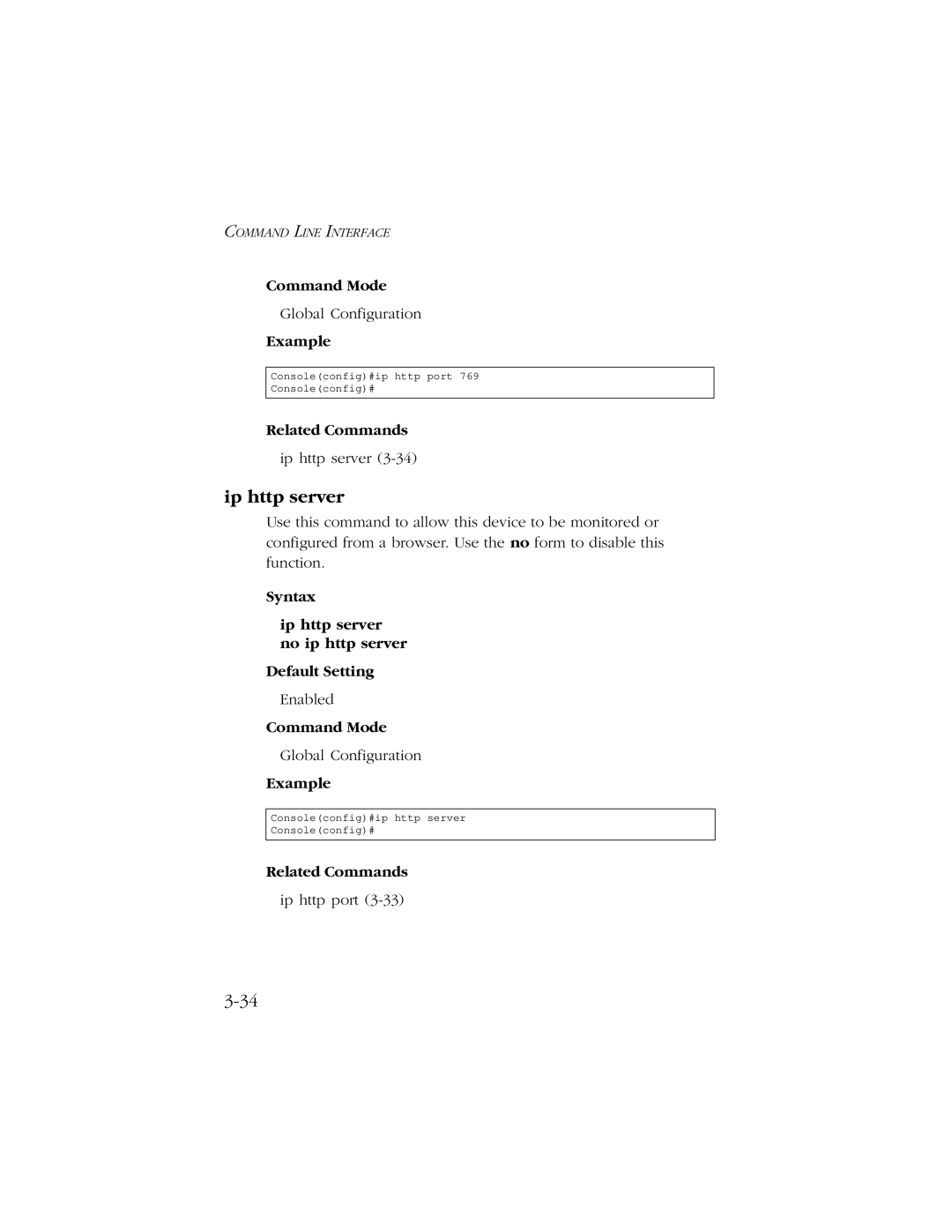 SMC Networks 10/100/1000 SMCGS8P-Smart manual Syntax Ip http server no ip http server Default Setting 