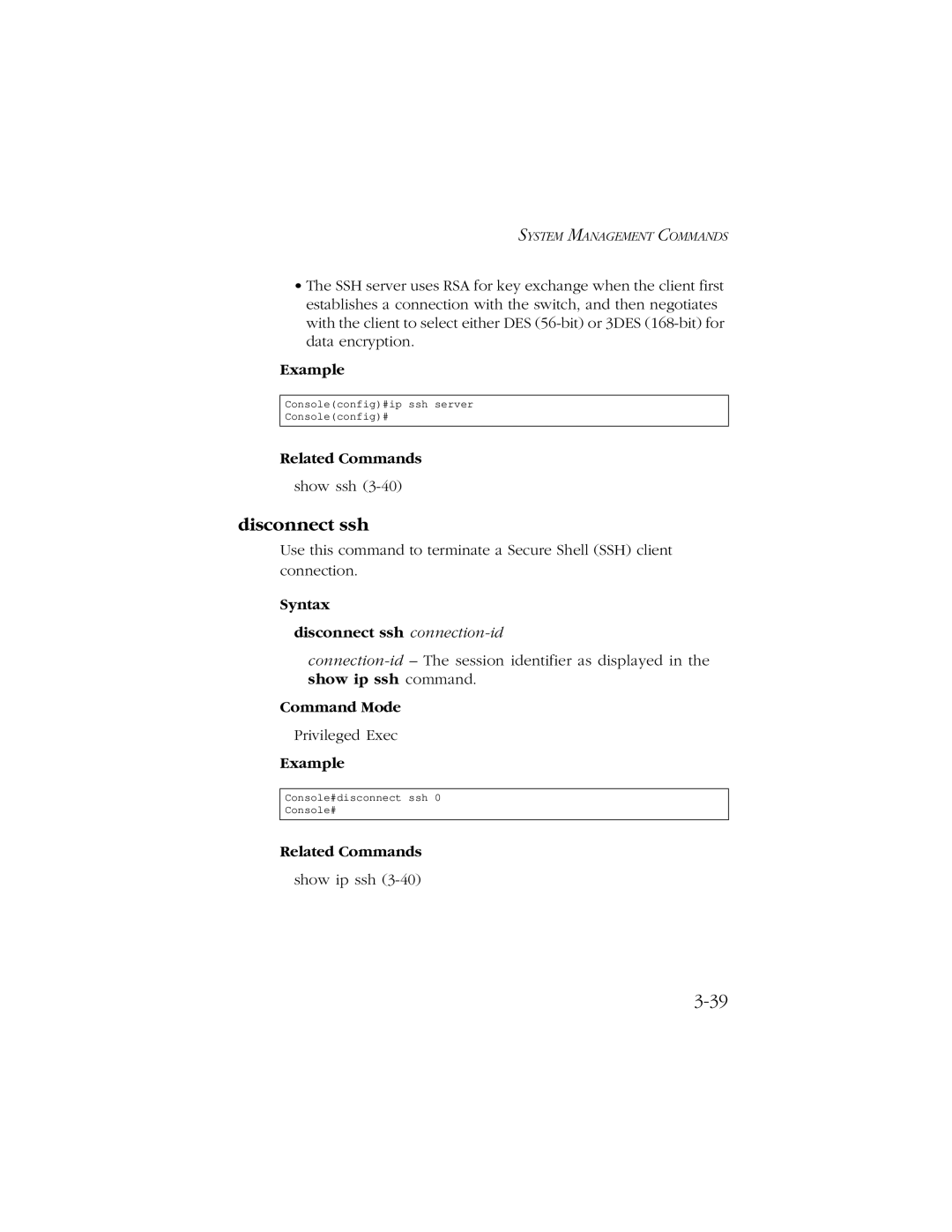 SMC Networks 10/100/1000 SMCGS8P-Smart manual Syntax Disconnect ssh connection-id 