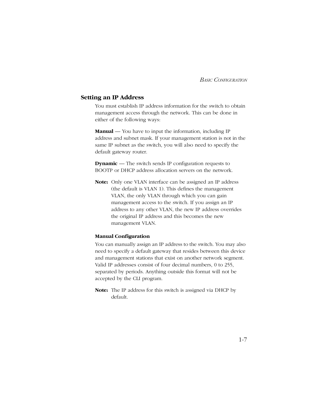 SMC Networks 10/100/1000 SMCGS8P-Smart manual Setting an IP Address, Manual Configuration 