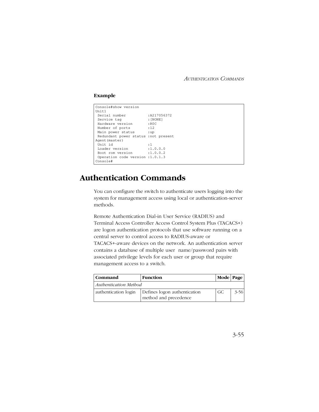 SMC Networks 10/100/1000 SMCGS8P-Smart manual Authentication Commands 