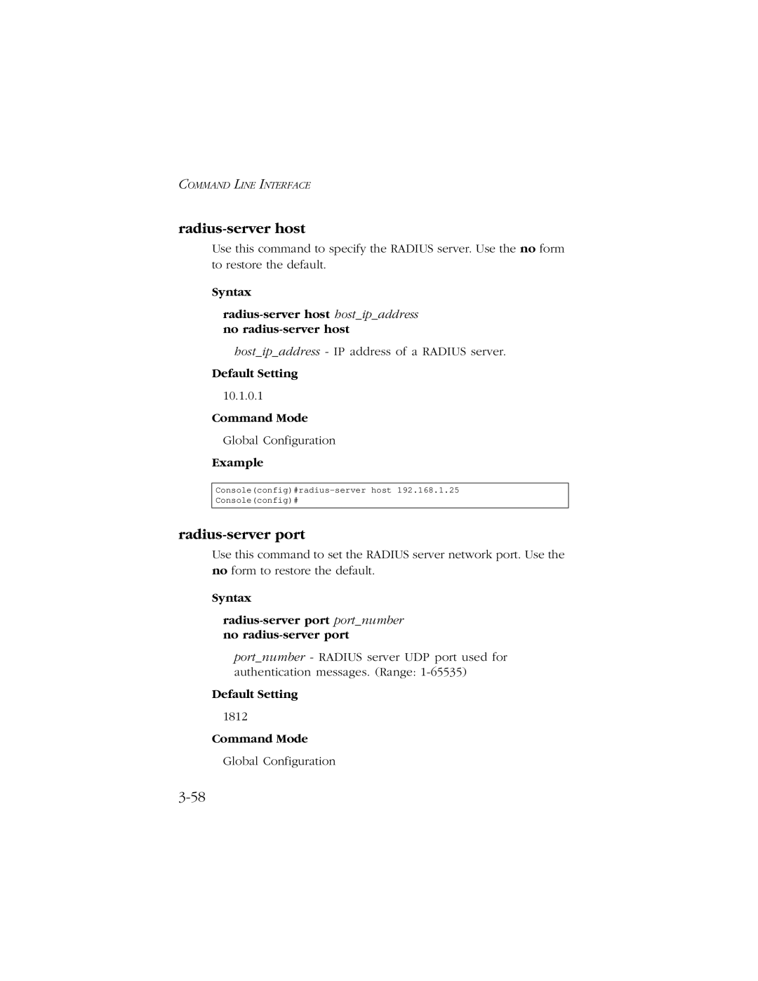 SMC Networks 10/100/1000 SMCGS8P-Smart manual Radius-server host, Radius-server port 