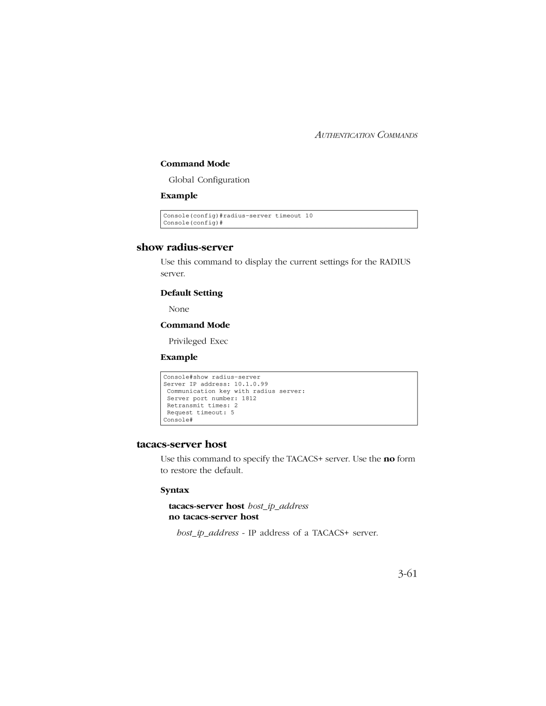 SMC Networks 10/100/1000 SMCGS8P-Smart manual Show radius-server, Tacacs-server host 