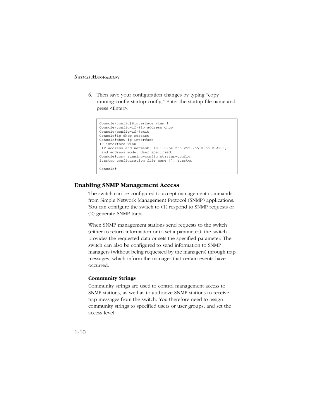 SMC Networks 10/100/1000 SMCGS8P-Smart manual Enabling Snmp Management Access, Community Strings 