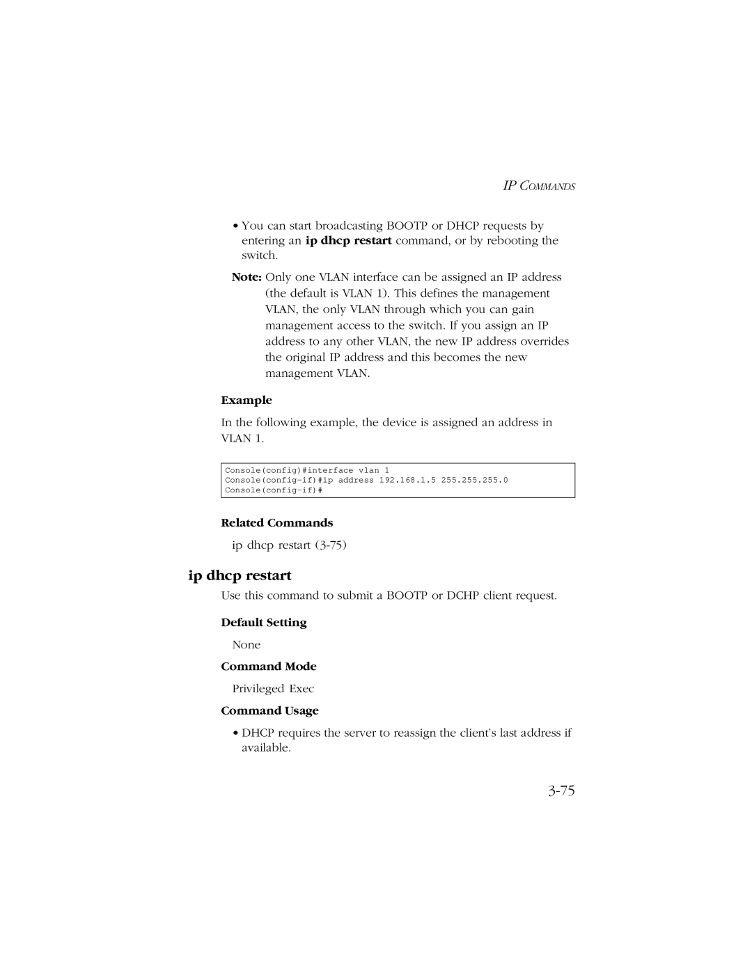 SMC Networks 10/100/1000 SMCGS8P-Smart manual Ip dhcp restart, Example 