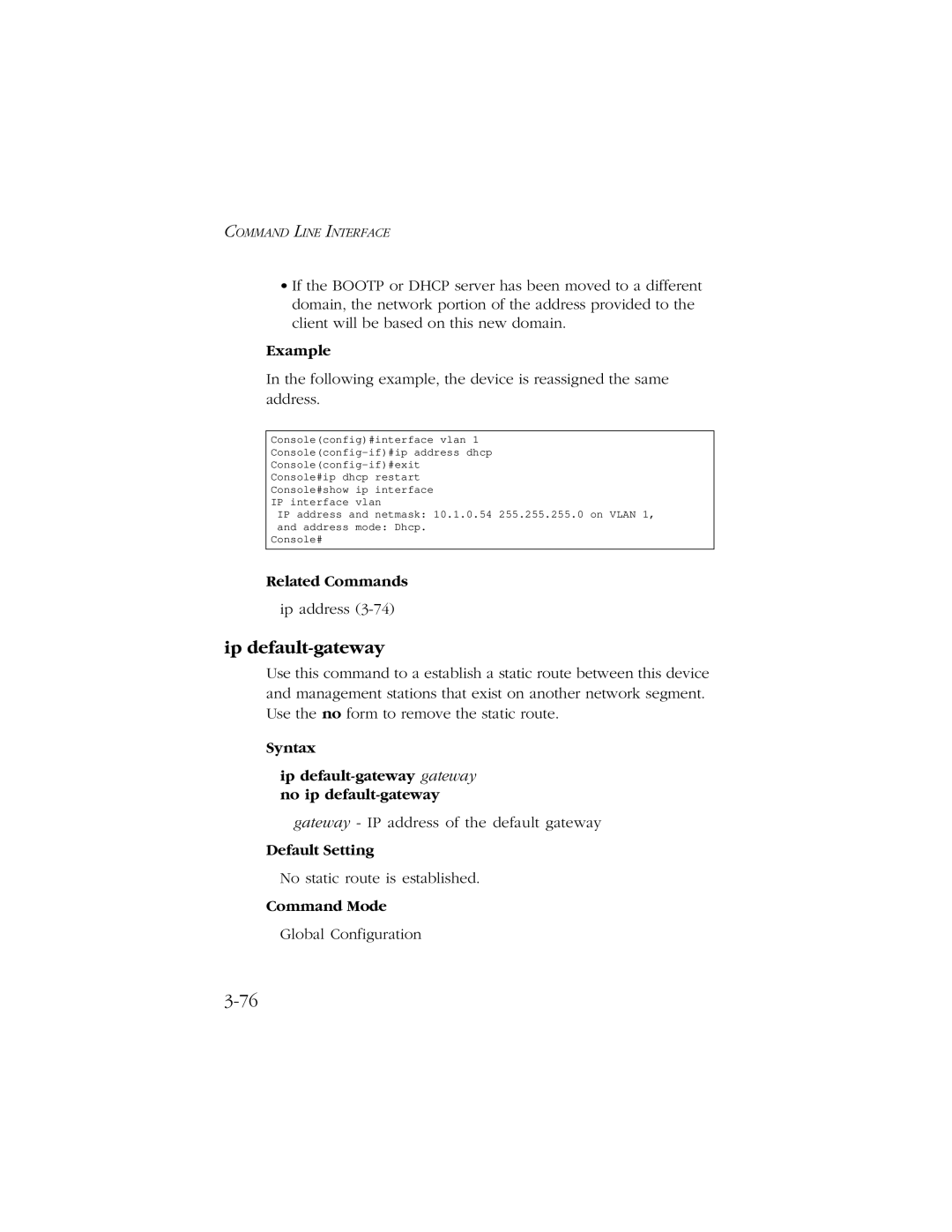 SMC Networks 10/100/1000 SMCGS8P-Smart manual Syntax Ip default-gateway gateway no ip default-gateway 