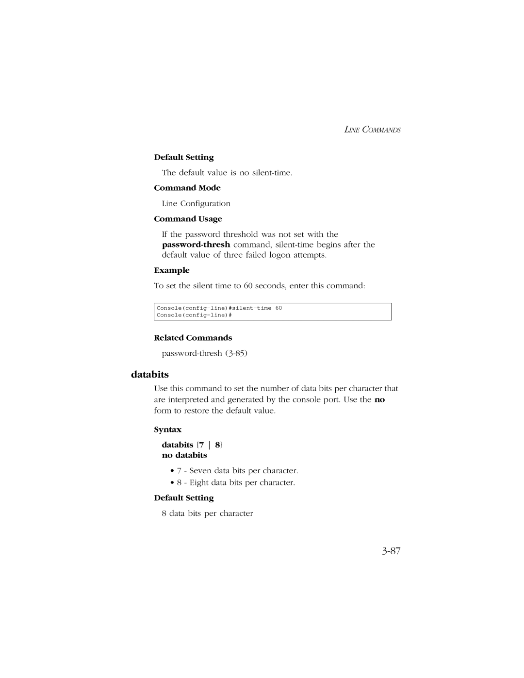 SMC Networks 10/100/1000 SMCGS8P-Smart manual Syntax Databits 7 8 no databits 