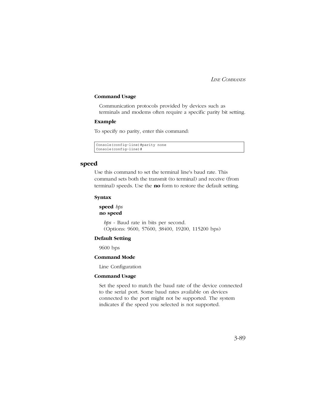 SMC Networks 10/100/1000 SMCGS8P-Smart manual Syntax Speed bps no speed 