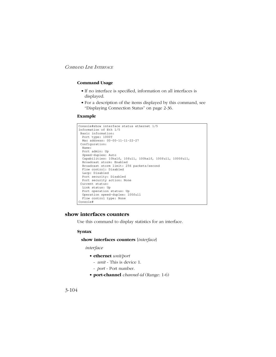 SMC Networks 10/100/1000 SMCGS8P-Smart manual Syntax Show interfaces counters interface 