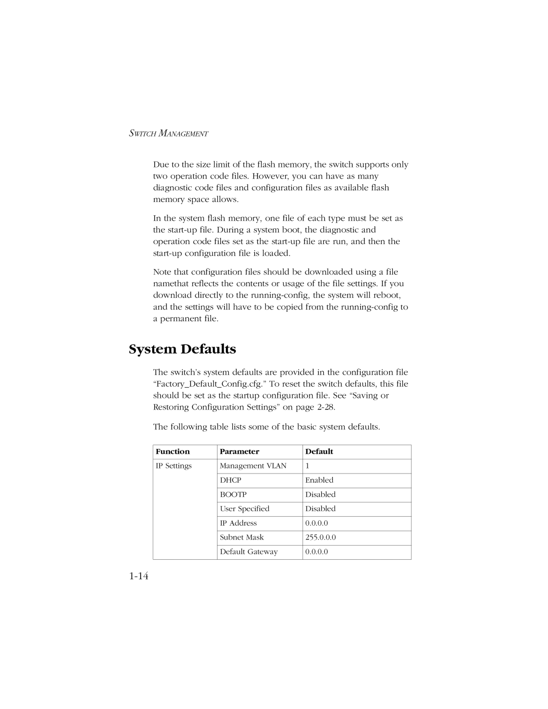 SMC Networks 10/100/1000 SMCGS8P-Smart manual System Defaults, Function Parameter Default 