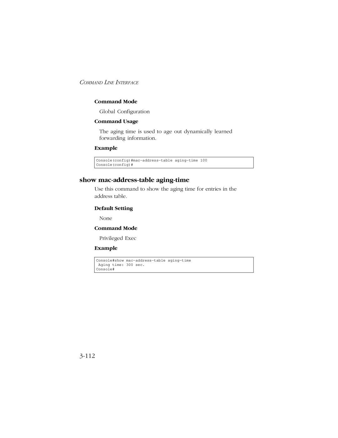 SMC Networks 10/100/1000 SMCGS8P-Smart manual Show mac-address-table aging-time, 112 