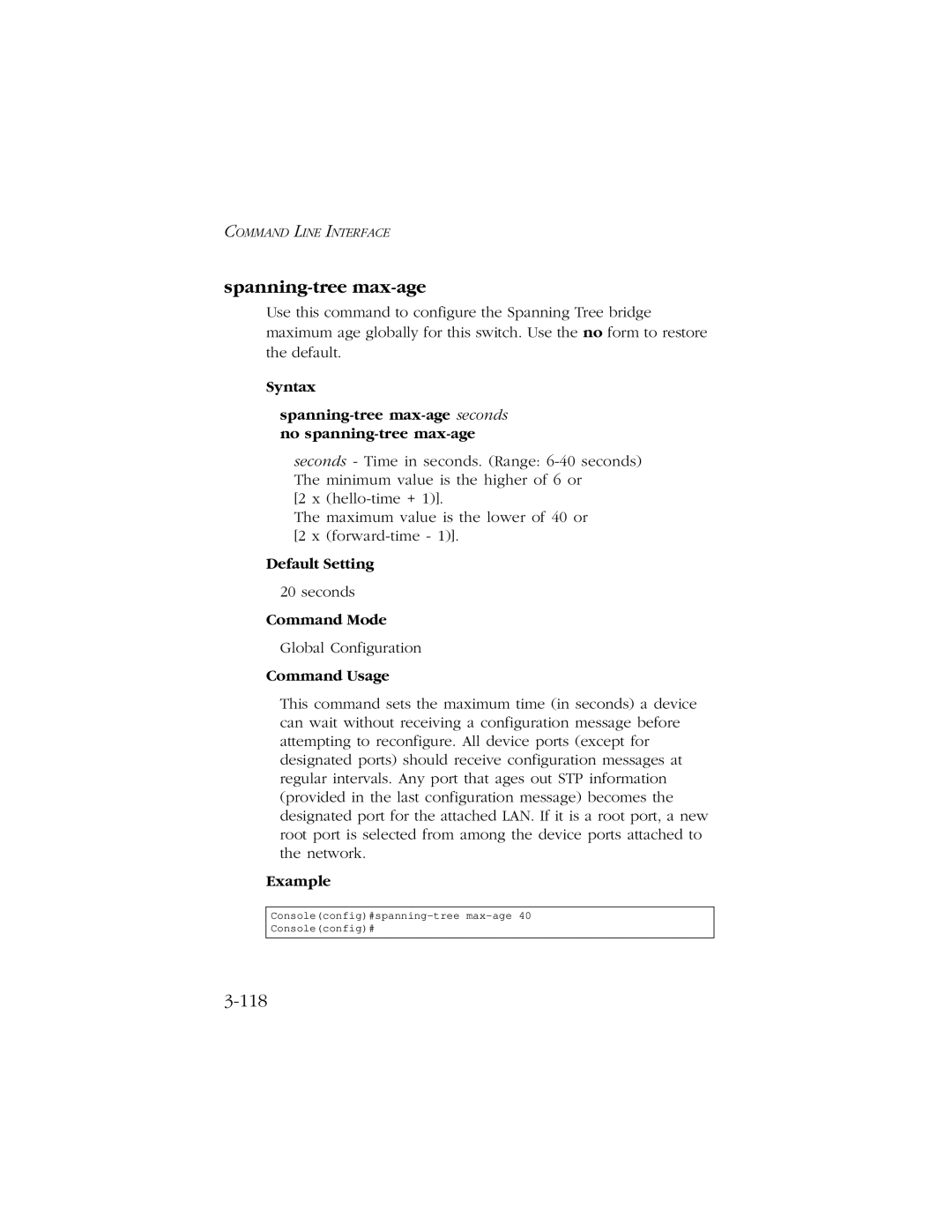 SMC Networks 10/100/1000 SMCGS8P-Smart manual Spanning-tree max-age, 118 