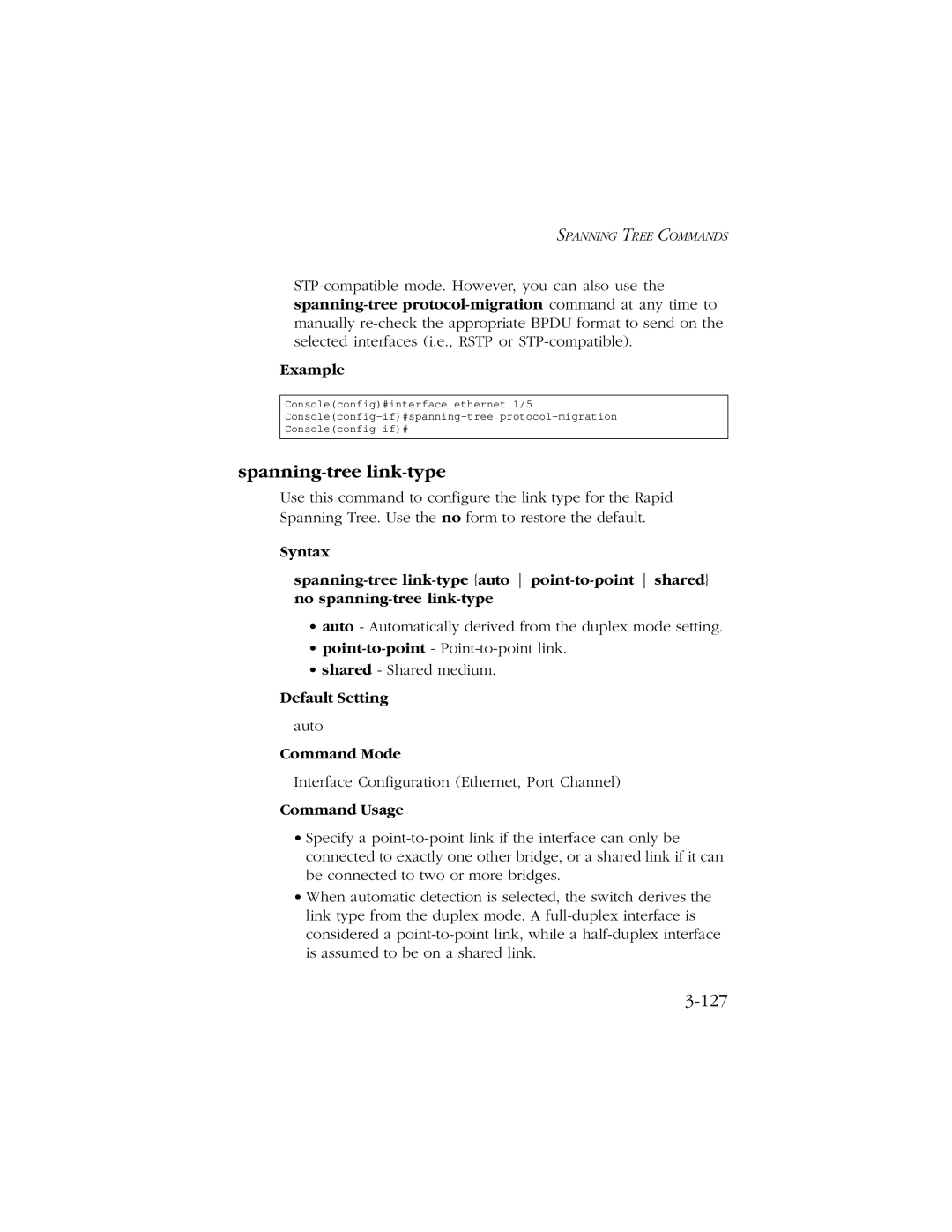 SMC Networks 10/100/1000 SMCGS8P-Smart manual Spanning-tree link-type, 127 