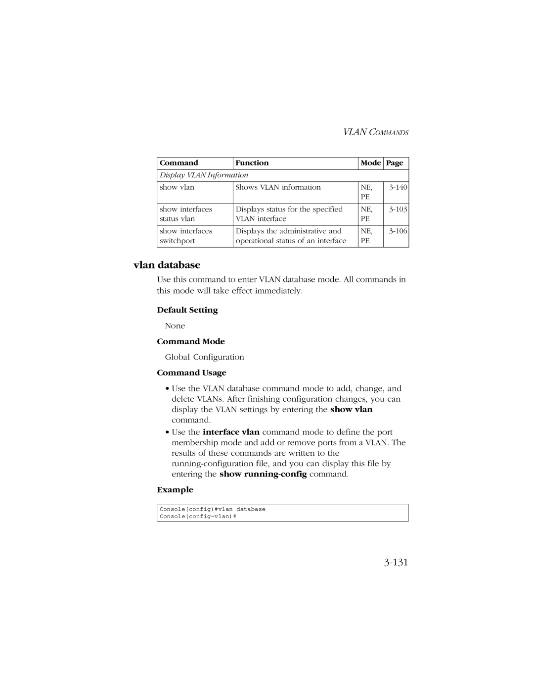 SMC Networks 10/100/1000 SMCGS8P-Smart manual Vlan database, Default Setting 