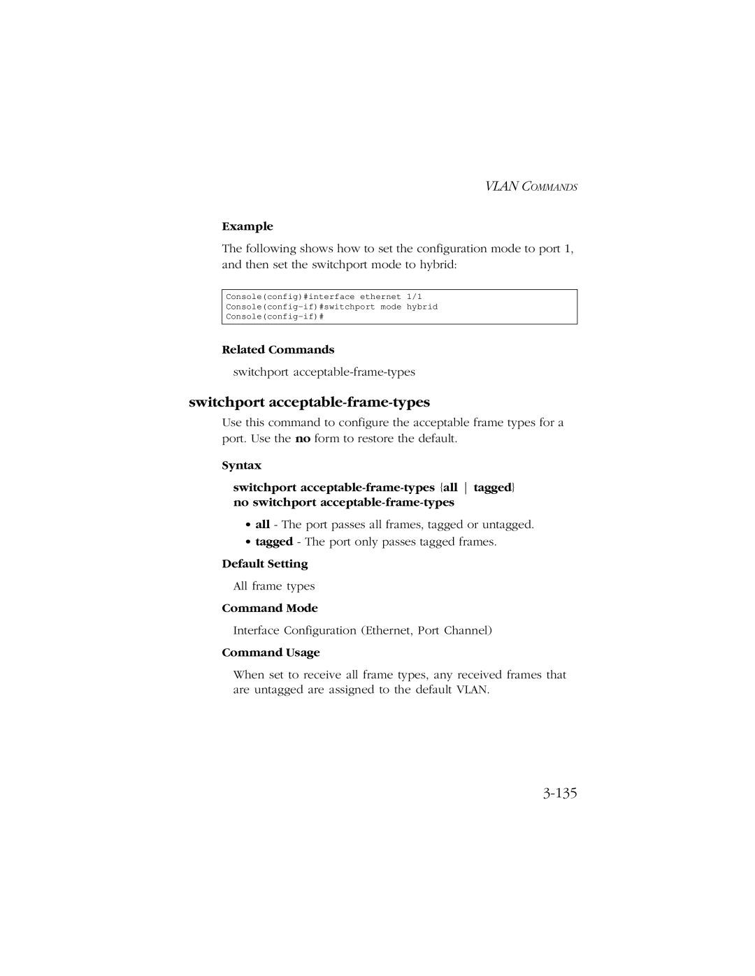 SMC Networks 10/100/1000 SMCGS8P-Smart manual Switchport acceptable-frame-types, Command Usage 