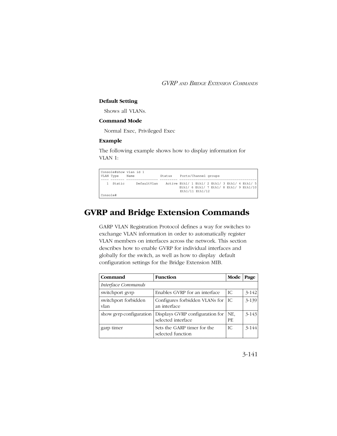 SMC Networks 10/100/1000 SMCGS8P-Smart manual Gvrp and Bridge Extension Commands, 141 