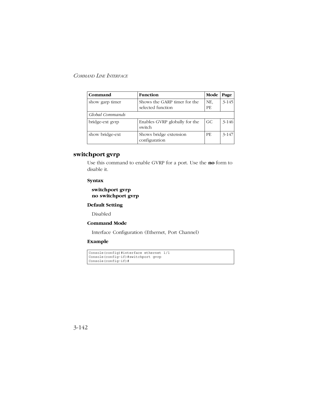 SMC Networks 10/100/1000 SMCGS8P-Smart manual 142, Syntax Switchport gvrp no switchport gvrp Default Setting 