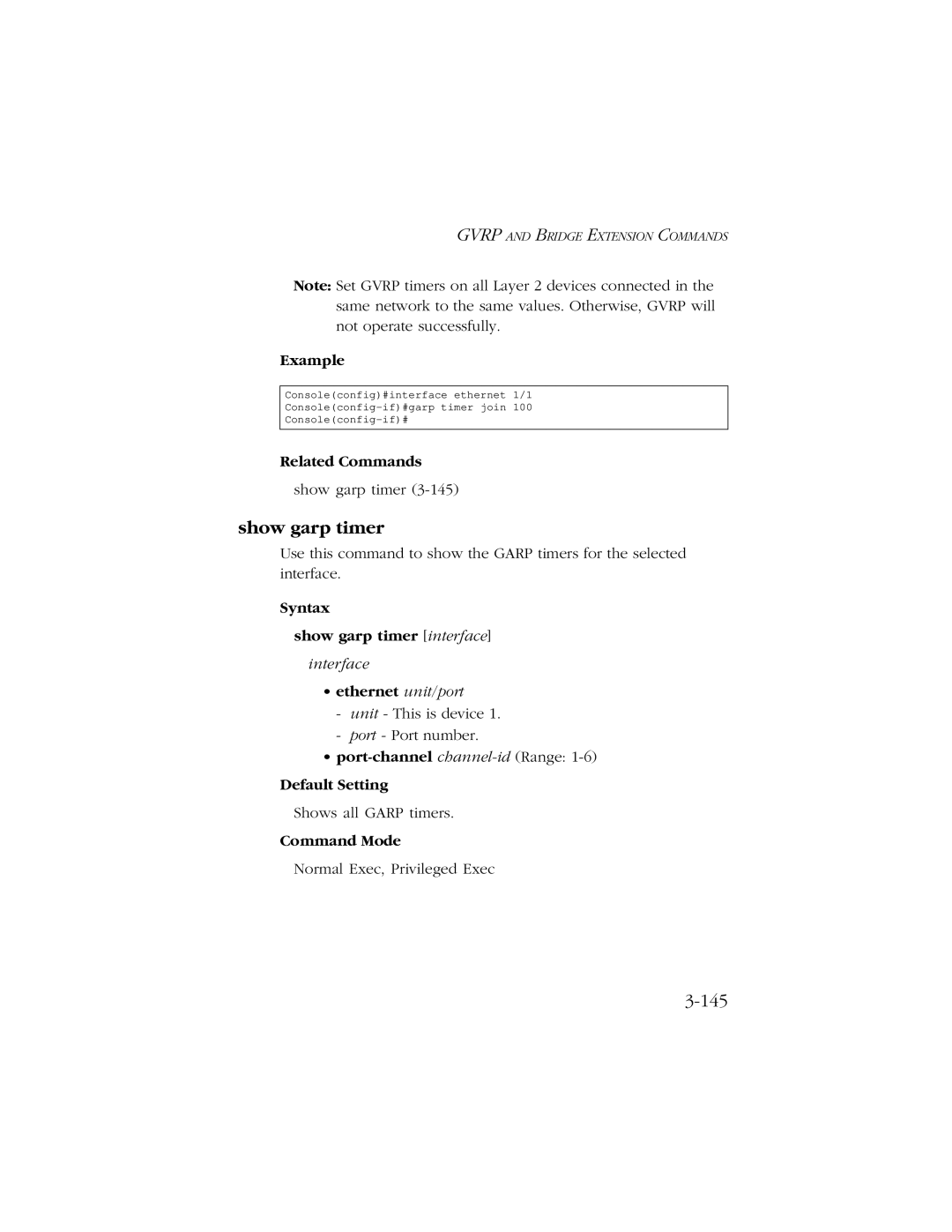 SMC Networks 10/100/1000 SMCGS8P-Smart manual 145, Syntax Show garp timer interface 