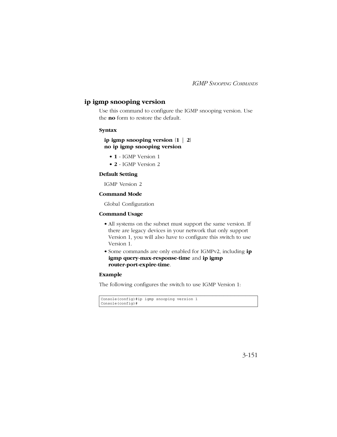 SMC Networks 10/100/1000 SMCGS8P-Smart manual Ip igmp snooping version, 151 