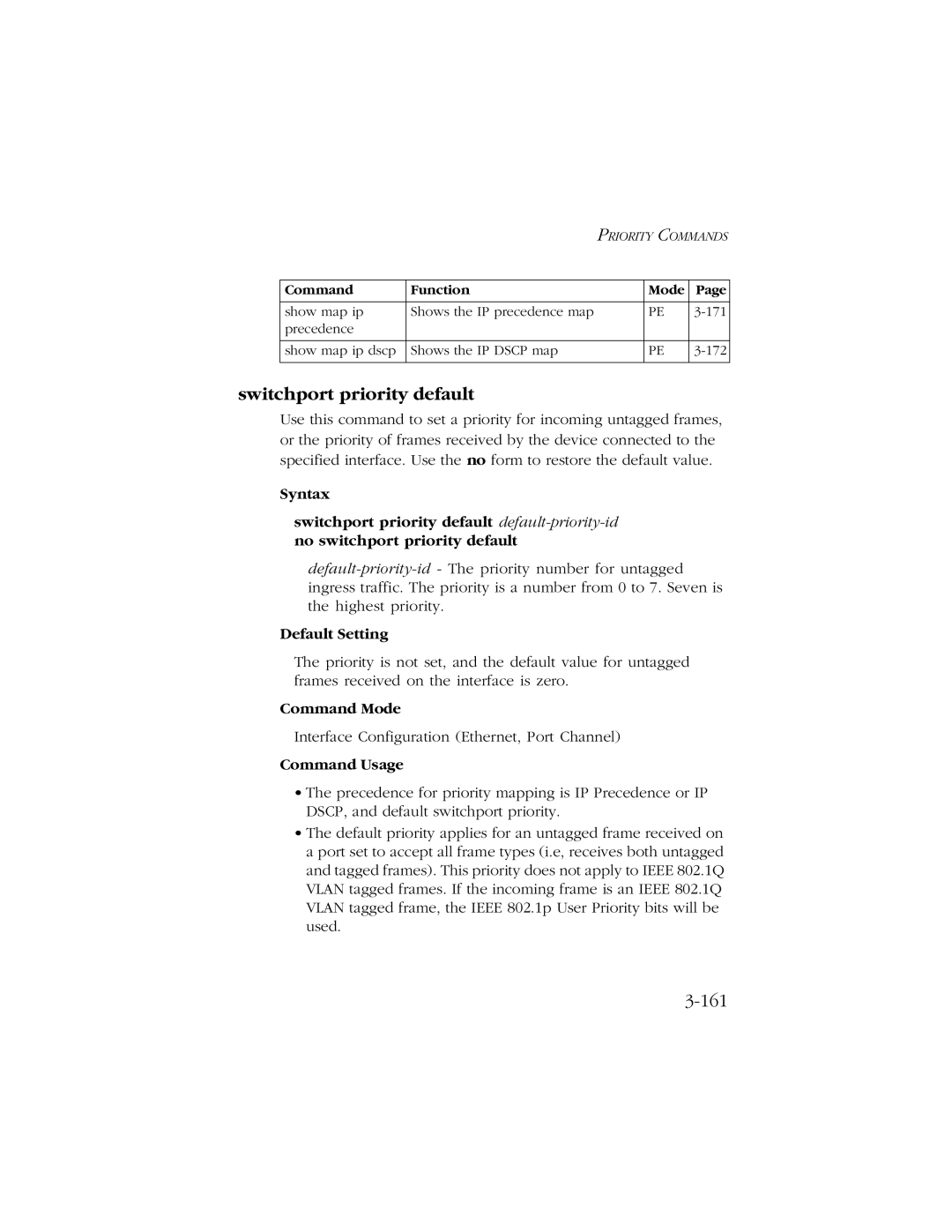 SMC Networks 10/100/1000 SMCGS8P-Smart manual Switchport priority default, 161 